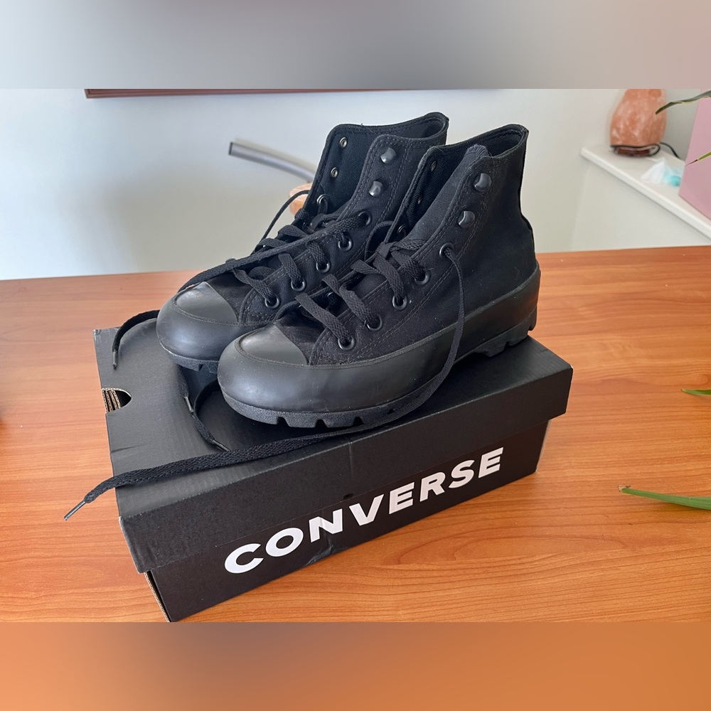 Converse lugged sole black platform sneakers